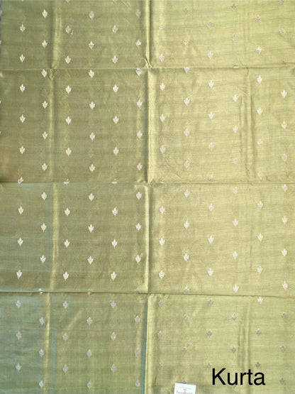 Green Chanderi 3-Piece Unstitched Suit with Madhubani Dupatta