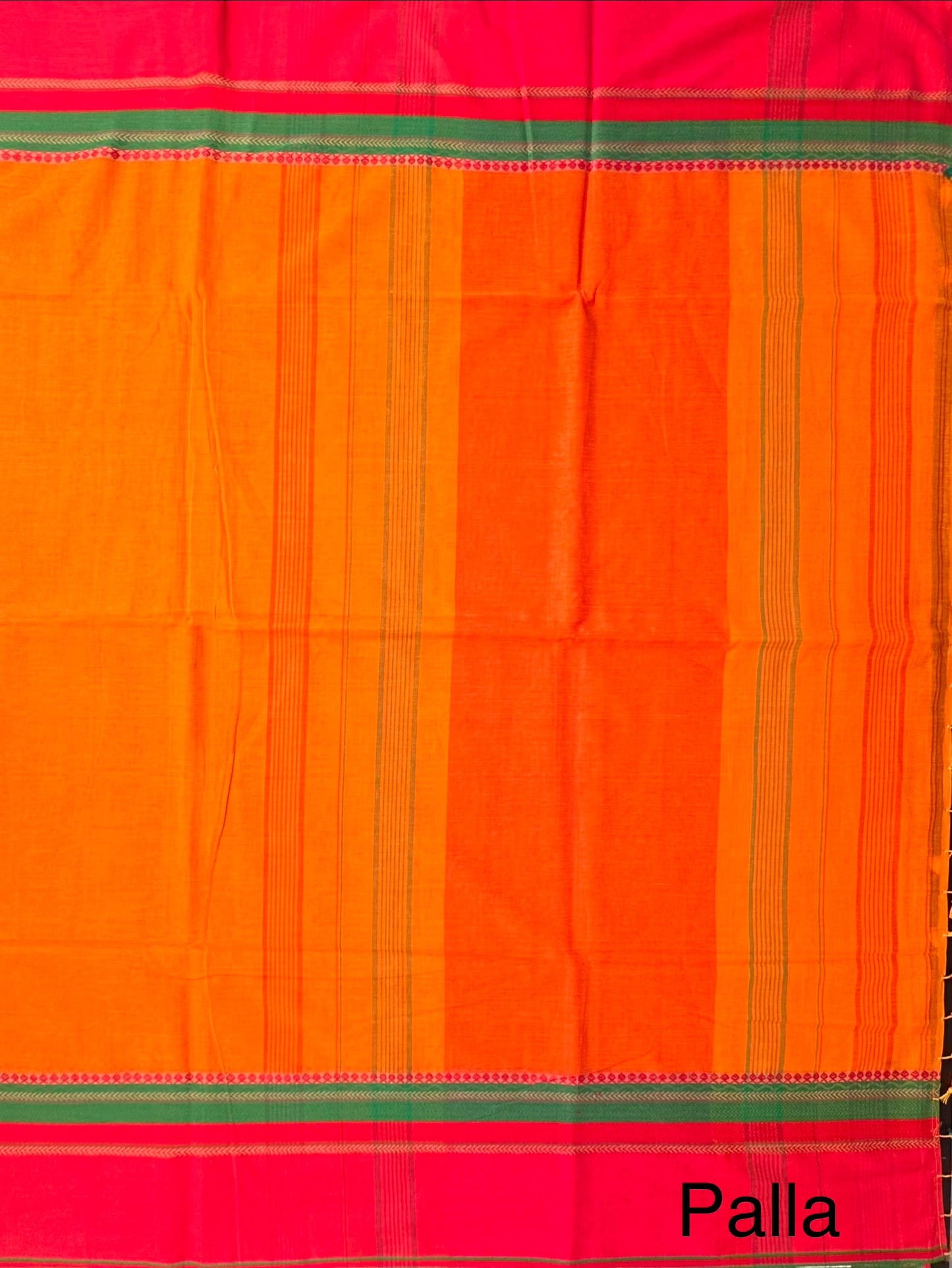 Orange-Red Piyali Bengal Cotton Saree