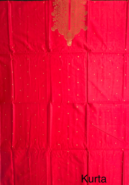 Coral Red Handloom Chanderi Suit