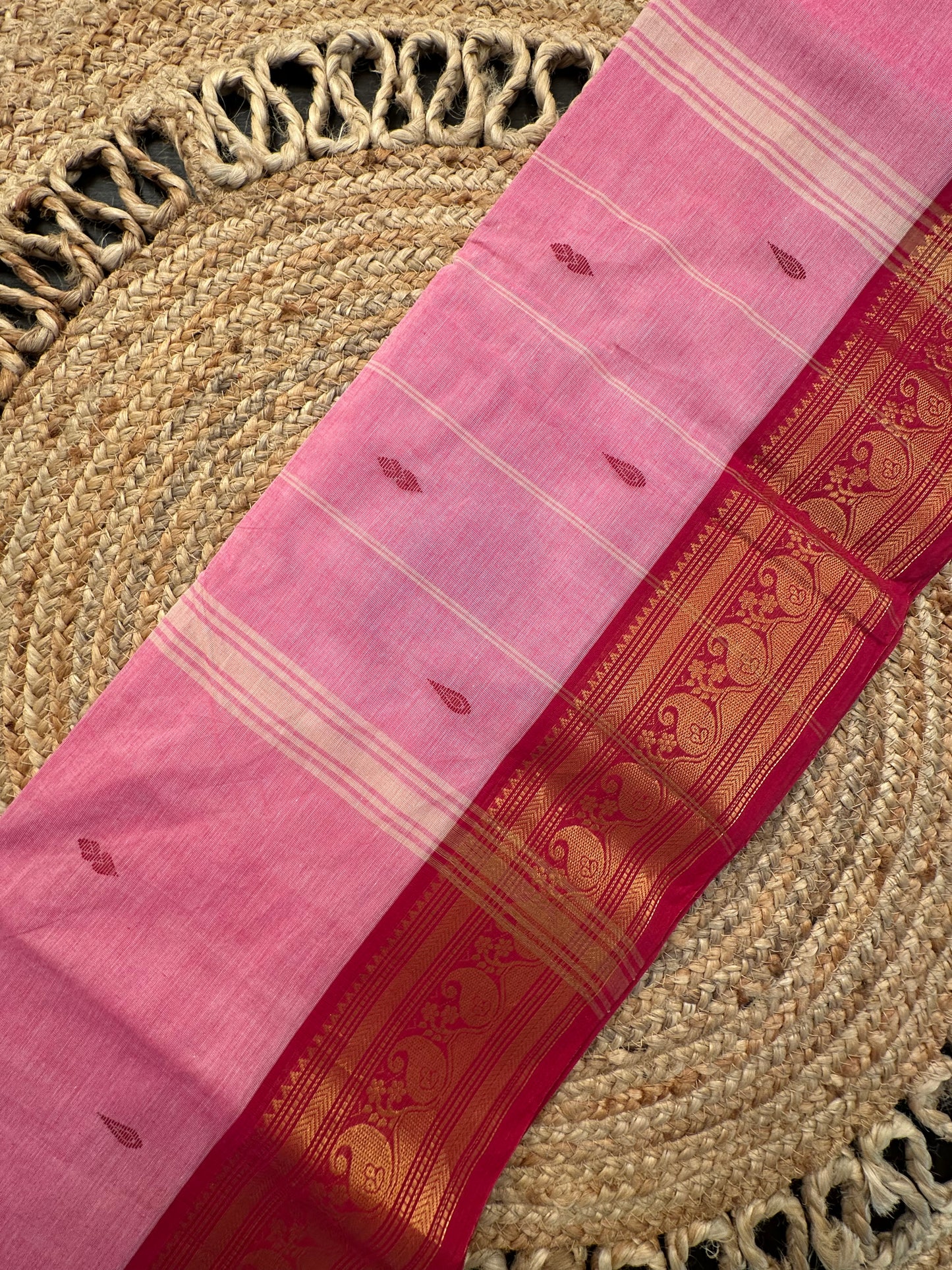 Pink Narayanpet Cotton Saree