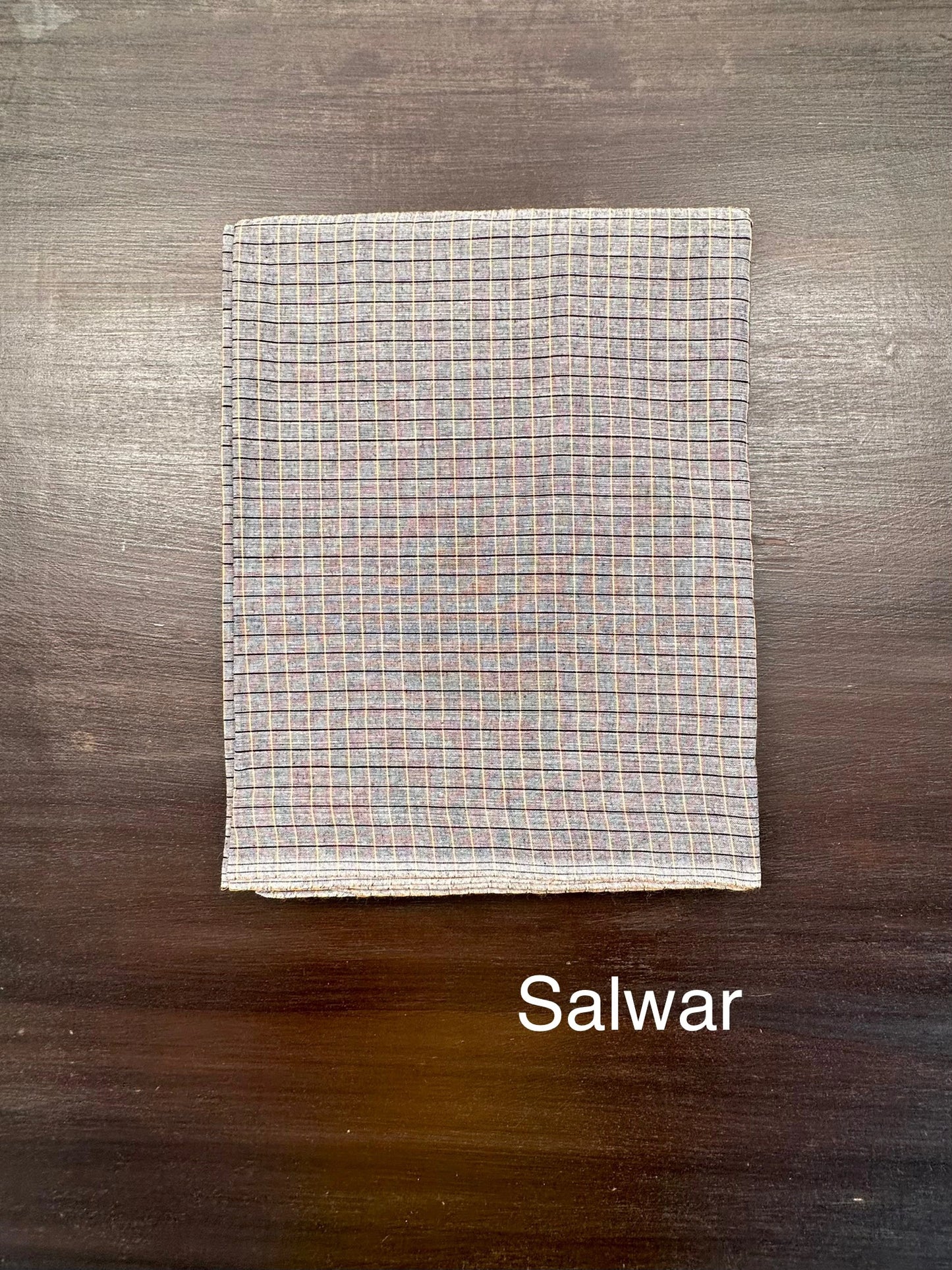 Grey Checkered Dharwad South Cotton 3-Piece Suit