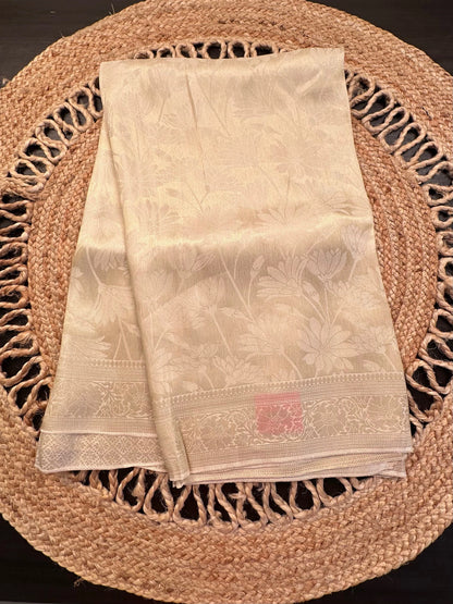 Cream Aditi Jamawar Artificial Silk Saree