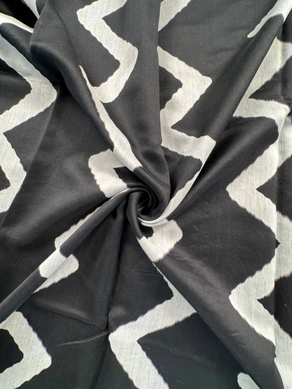 Black Temple Border Chanderi Saree