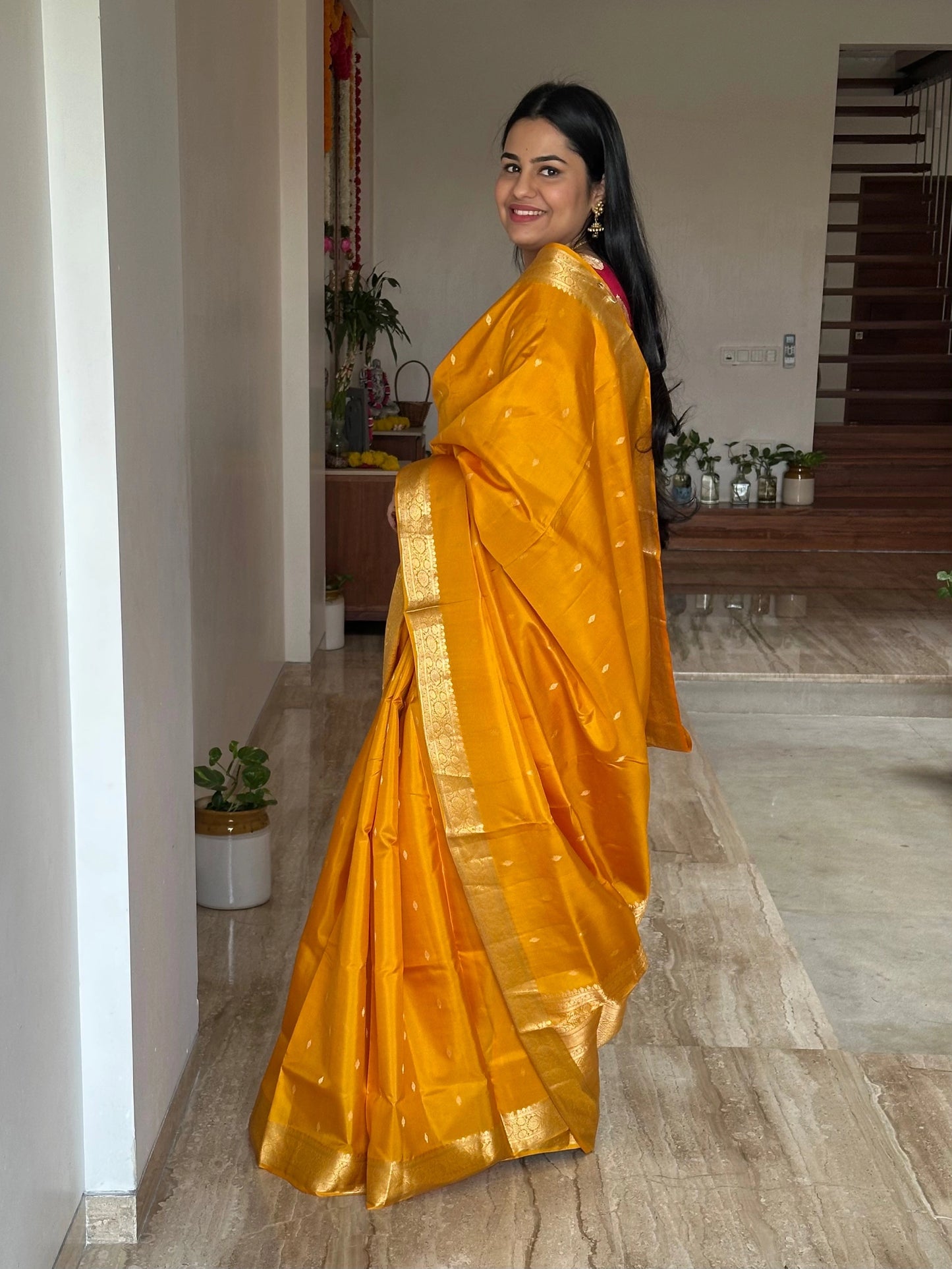 Yellow Handloom Pure Soft Silk Saree