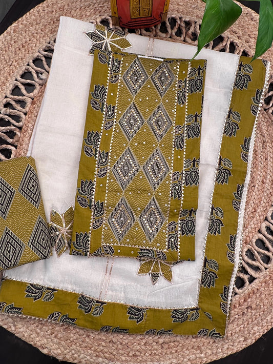 Mehendi Green Printed Pure Cotton Suit