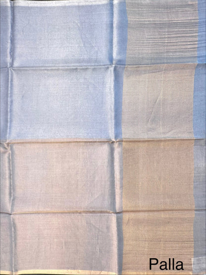 Bluish Grey Pure Tissue Silk Saree