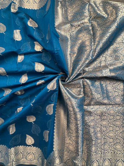 Blue Chanderi Cotton Saree