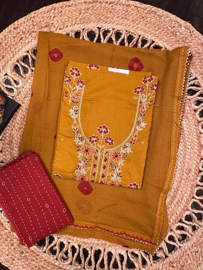 Mustard Jaipuri Pure Cotton Suit