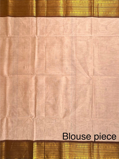 Beige-Brown Narayanpet Cotton Saree