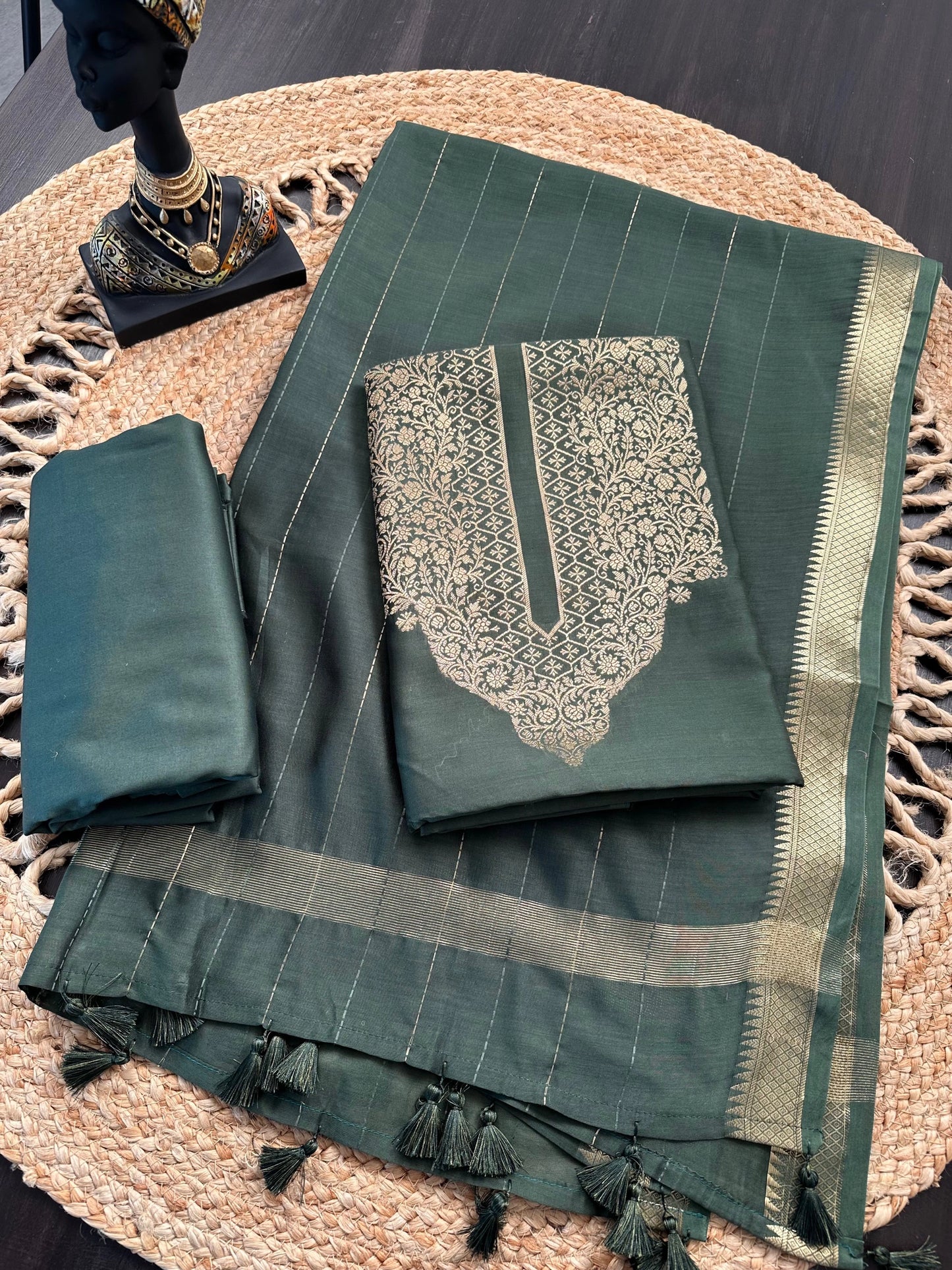 Green Handloom Chanderi Suit