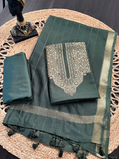 Green Handloom Chanderi Suit