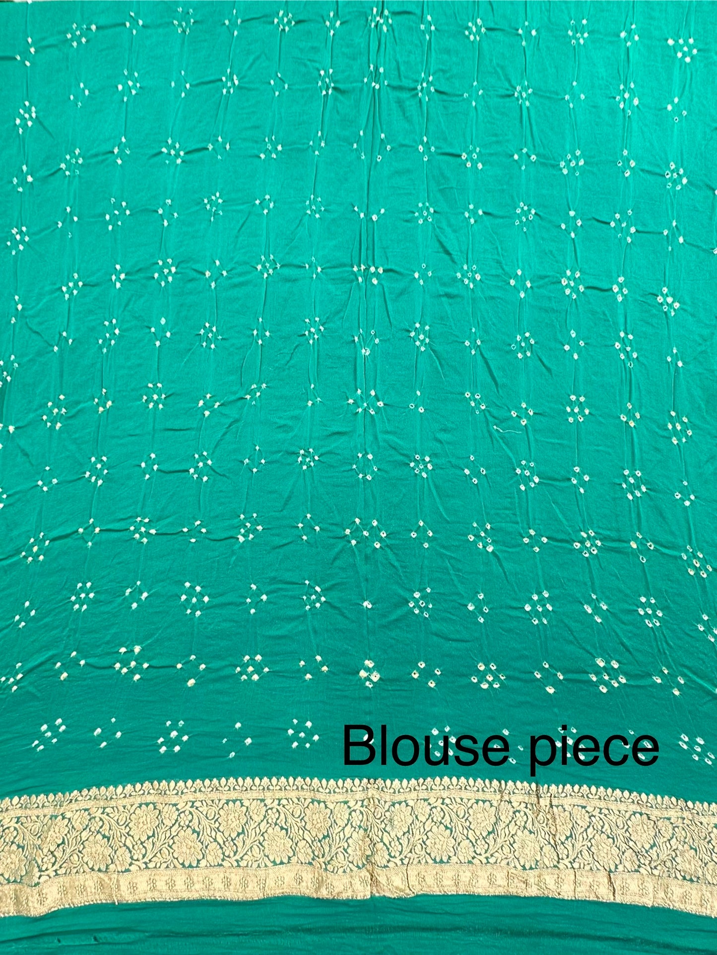 Sea Green Shaded Gharchola Bandhej Pure Khaddi Georgette Saree