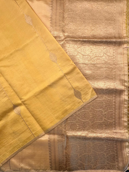 Yellow Banarasi Pure Silk Saree
