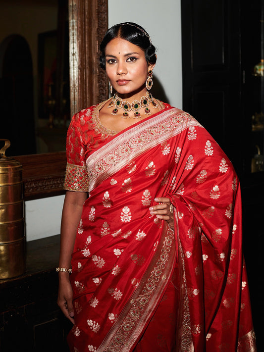 Red Banarasi Pure Silk Saree