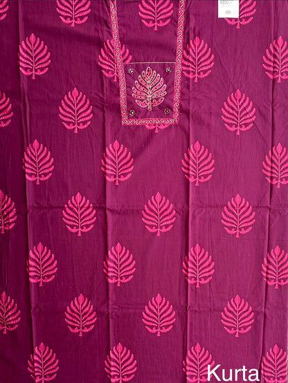 Magenta Rati Printed Pure Cotton Suit