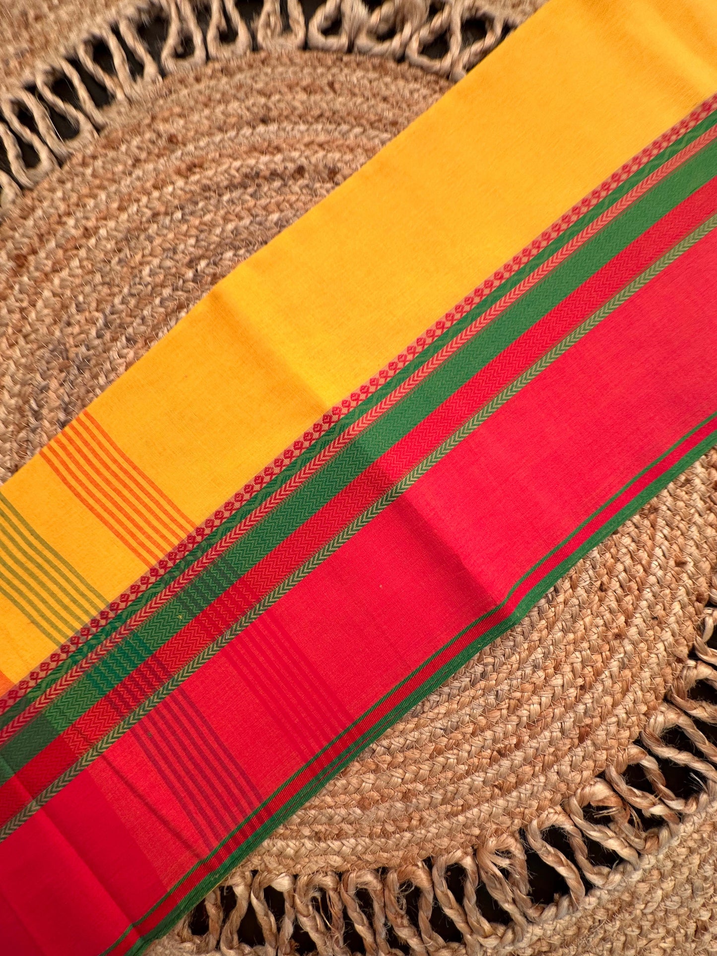 Yellow-Red Piyali Bengal Cotton Saree