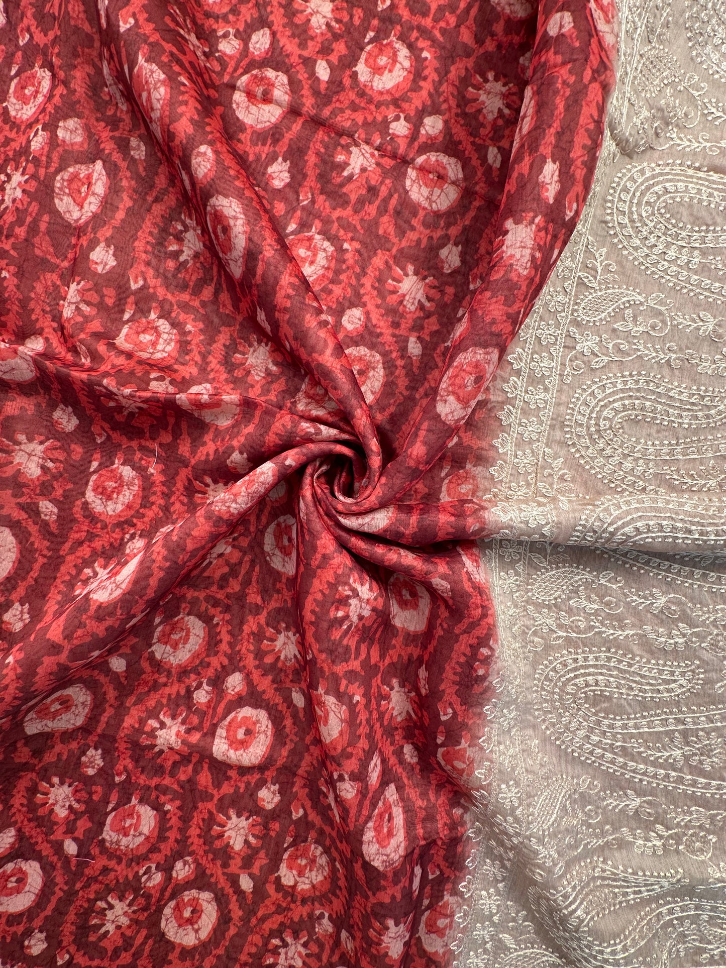 Red-Beige Dhara Chanderi Saree