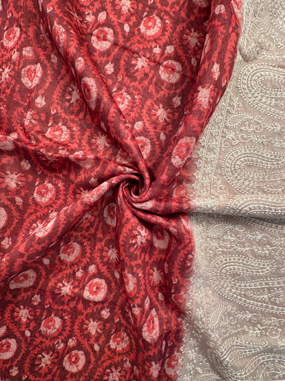 Red-Beige Dhara Chanderi Saree