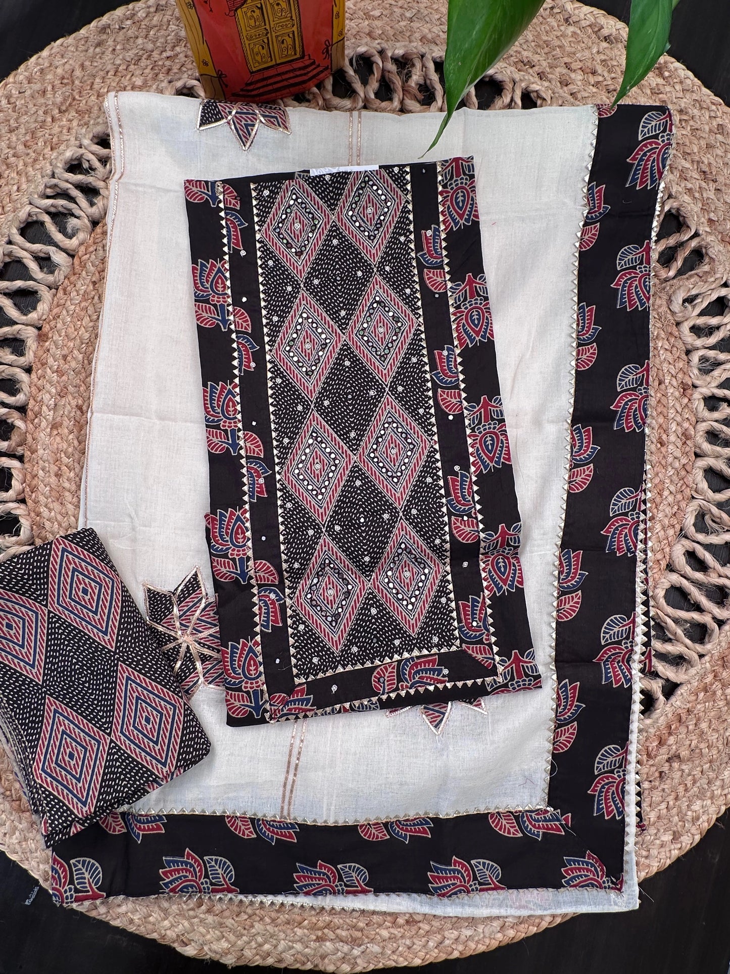 Black Printed Pure Cotton Suit