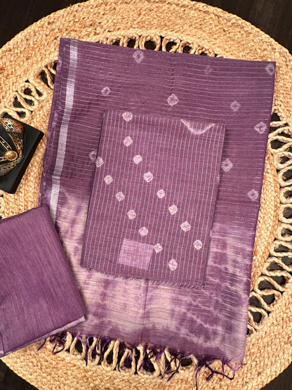 Purple Kumari Art Cotton 3-Piece Suit