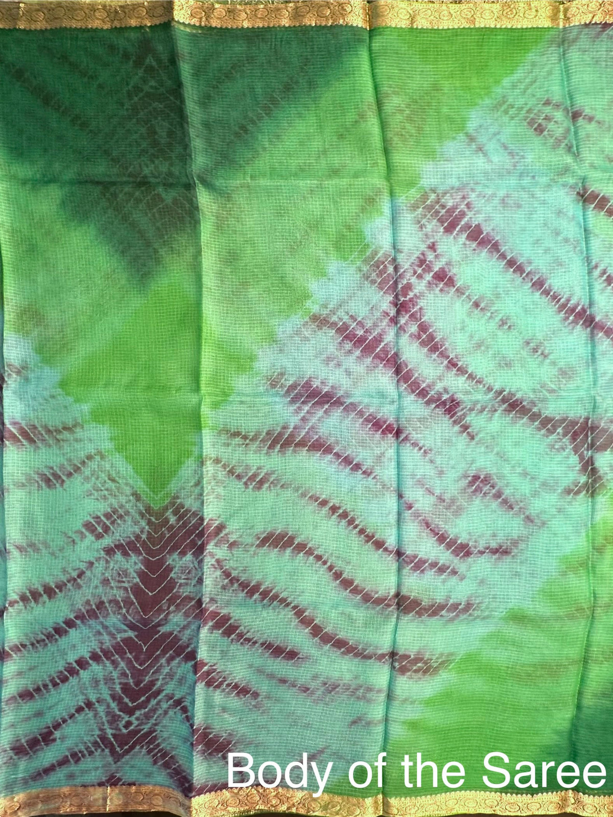 Sea Green-Green-Purple Shibori Kota Doria Pure Silk Saree