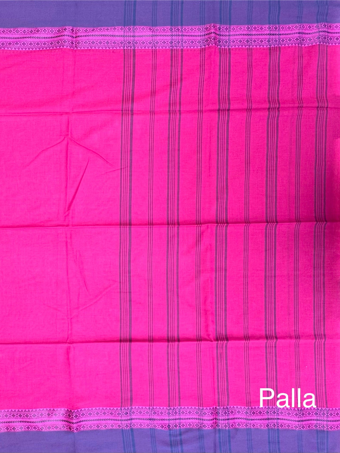 Magenta-Purple Piku Bengal Cotton Saree
