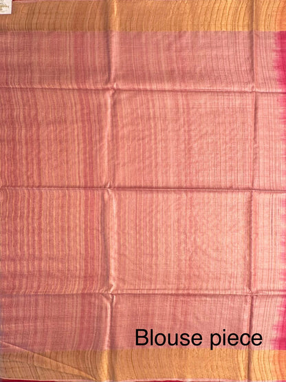 Rani-Pink Handloom Tussar Silk Saree