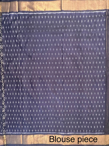 Navy Blue Ikkat Pure Silk Saree