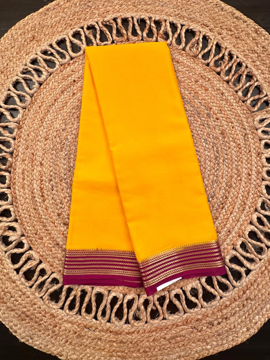 Yellow-Magenta Mysore Crepe Saree