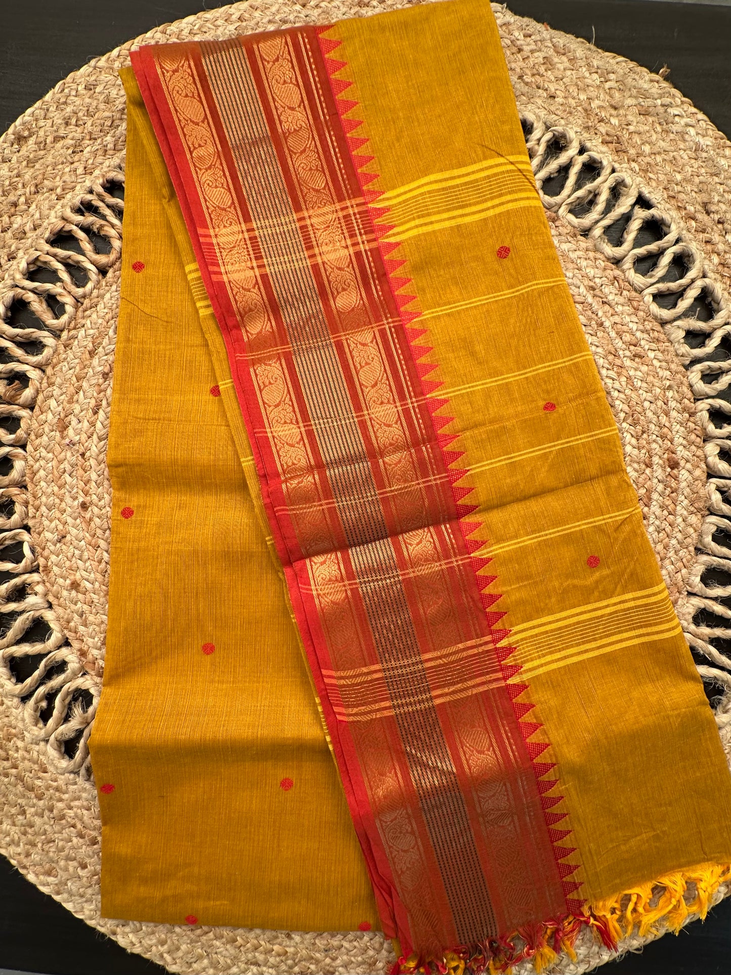 Mustard Narayanpet Cotton Saree