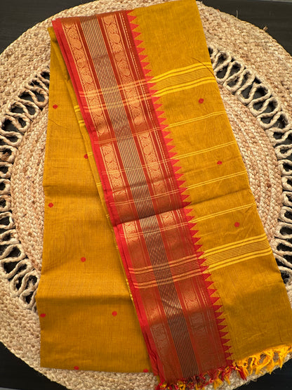 Mustard Narayanpet Cotton Saree