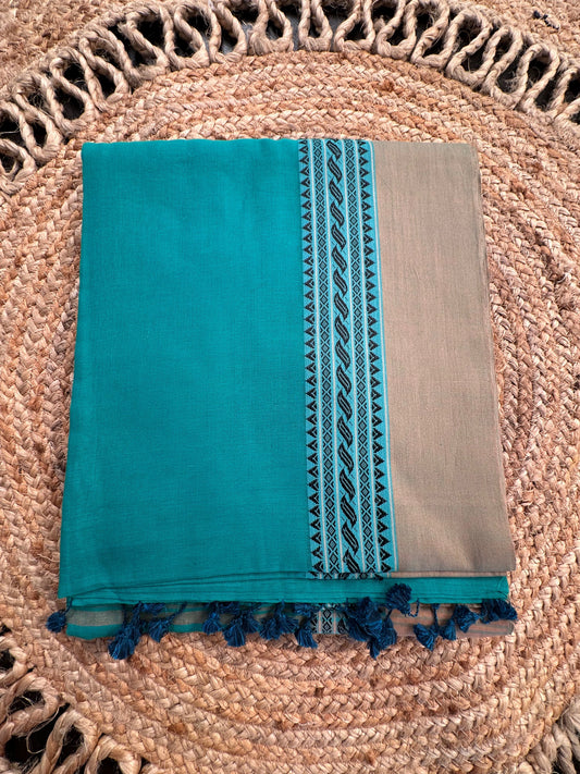 Green-Beige Tripura Cotton Saree
