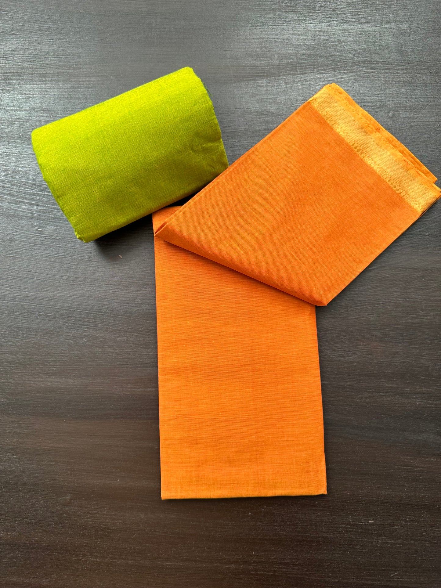 Mustard-Green Mangalgiri Pure Cotton Unstitched 3-Piece Suit