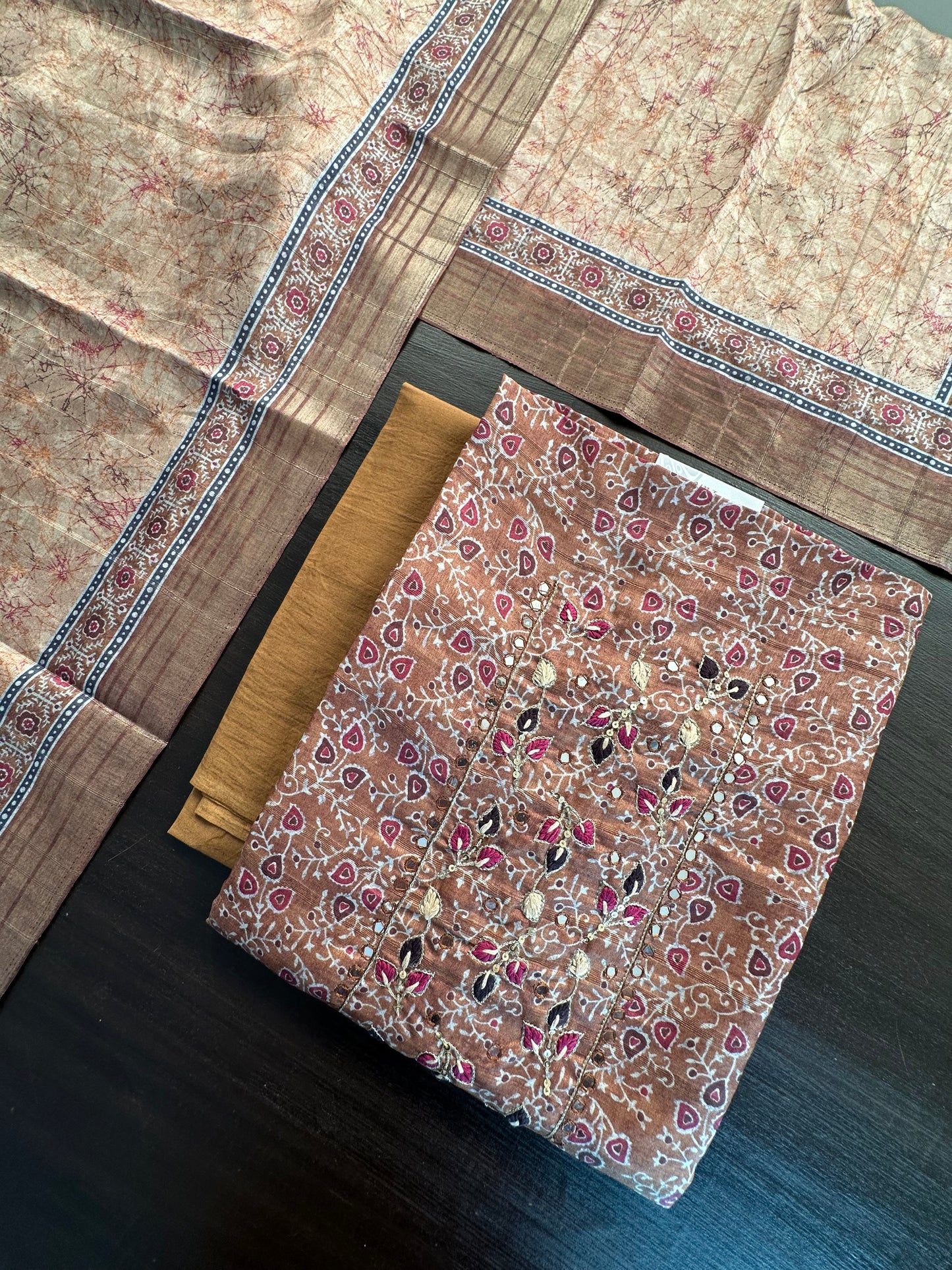 Ajrakh Print Chanderi 3-Piece Suit
