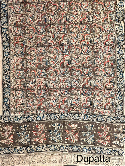 Rani Pink Mangalgiri Cotton Unstitched 3-Piece Suit