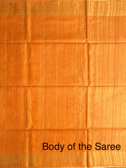 Mustard Handloom Tussar Silk Saree