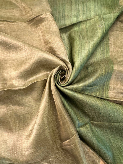 Mehendi Green Emboss Pure Tissue Silk Saree