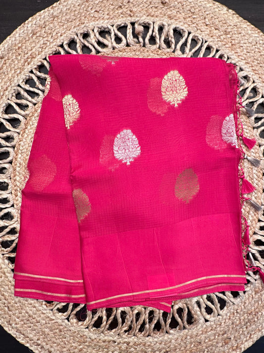 Rani Manika Kota Doria Art Silk Saree