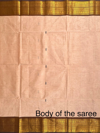 Beige-Brown Narayanpet Cotton Saree