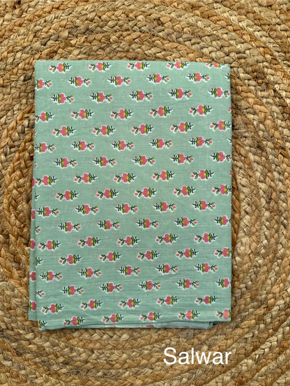 Pista Green  Jaipuri Necktie Cotton 3-Piece Suit