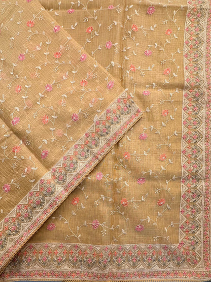 Mustard Fancy Tissue Saree