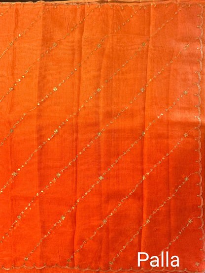 Kota Doria Pure Silk Saree With Gota Patti Work