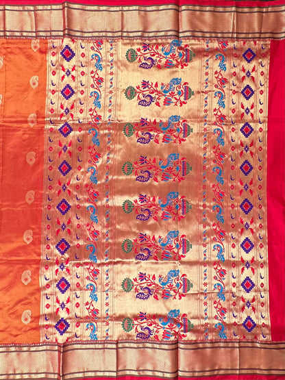 Orange Paithini Silk Saree