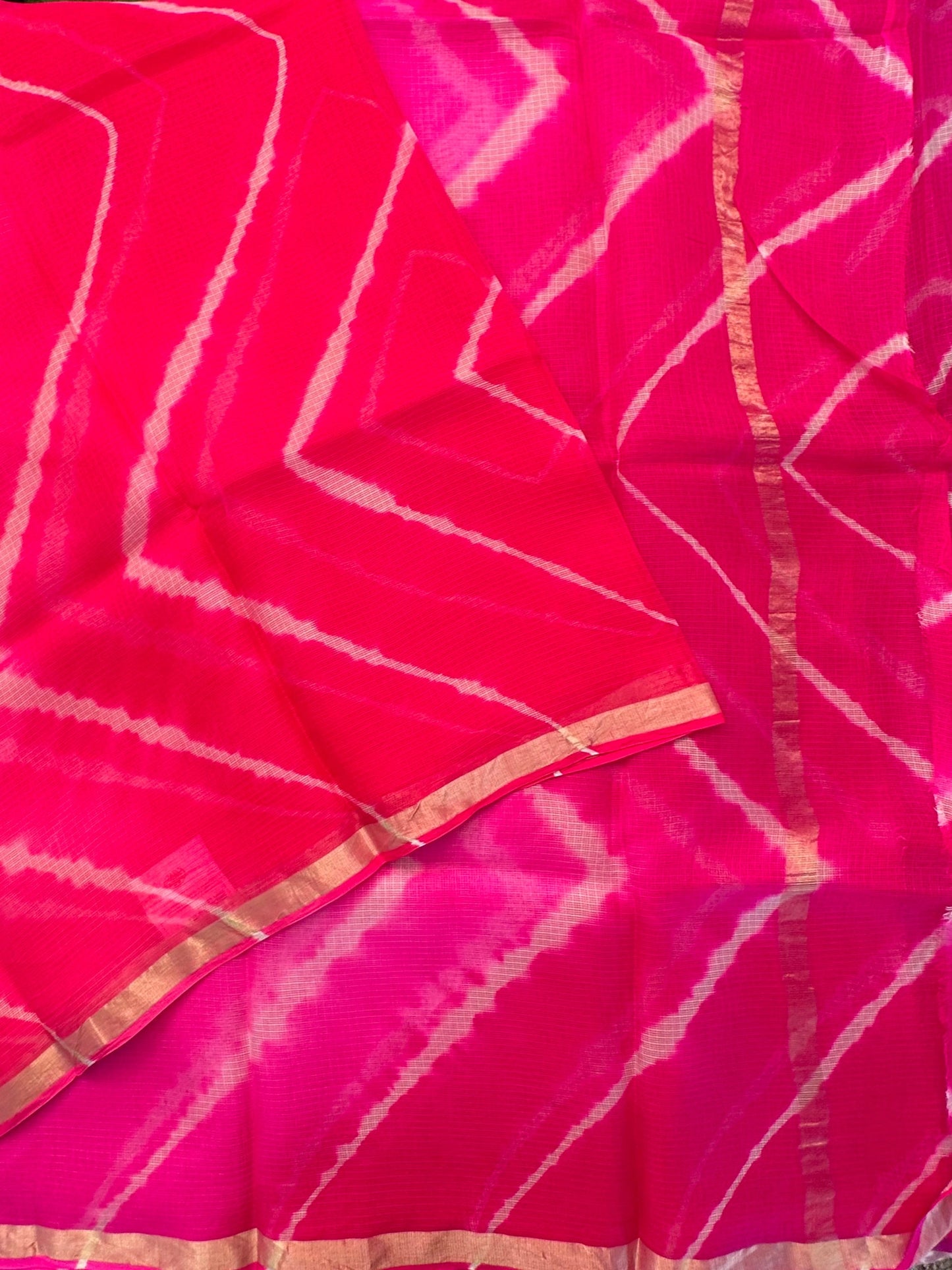 Rani Leheriya Kota Doria Pure Silk Saree