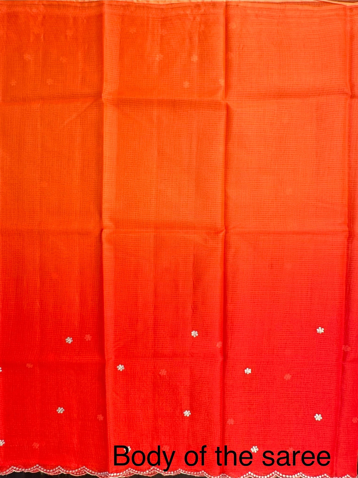 Orange Gitika Kota Doria Pure Silk Saree