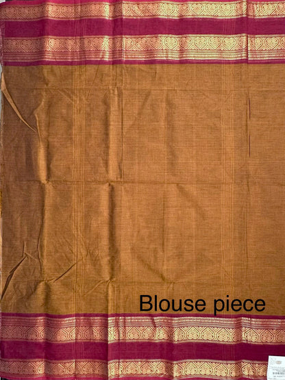Brown-Maroon Narayanpet Cotton Saree