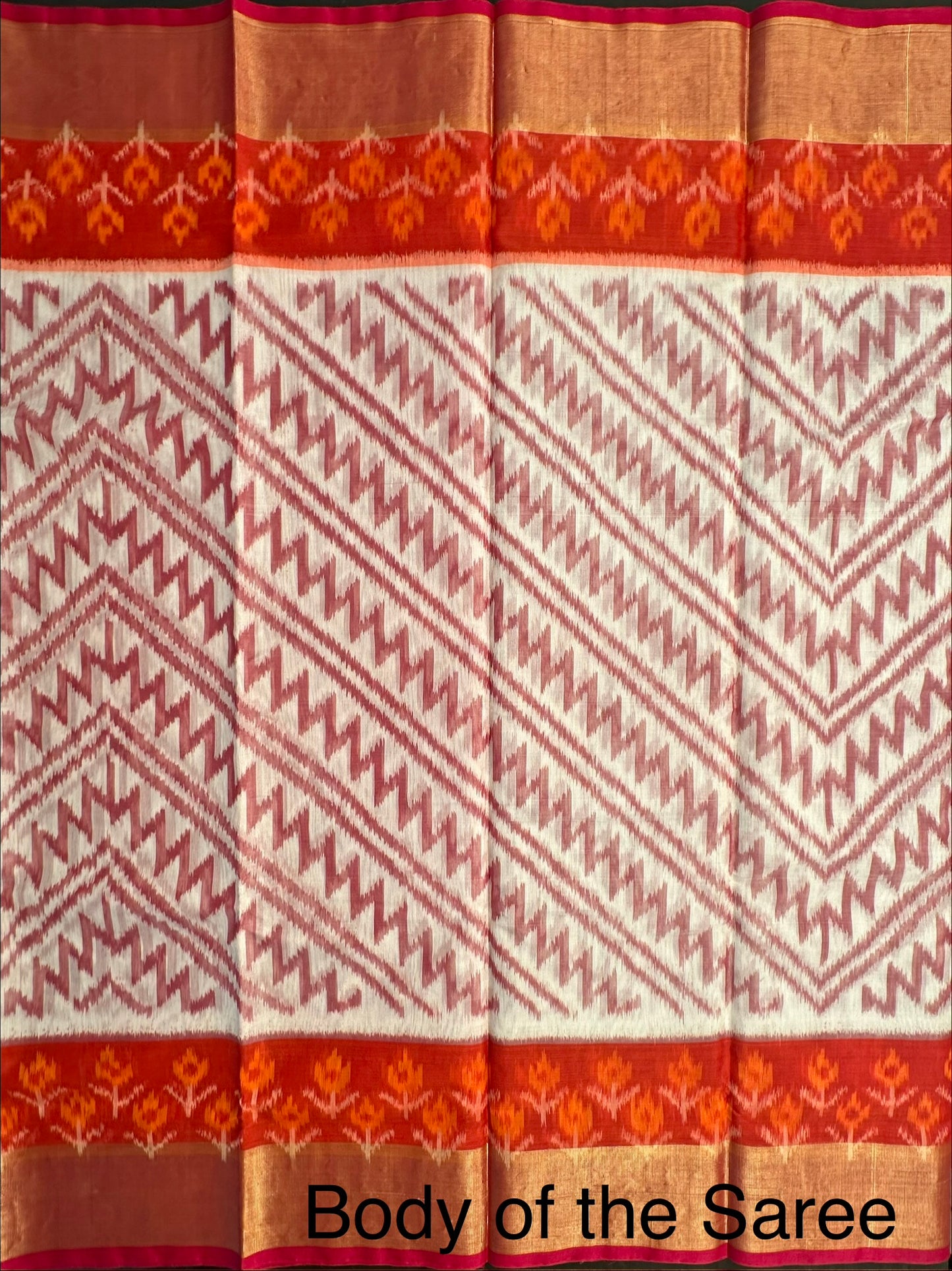 Off White Ikkat Kosa Cotton Silk Saree