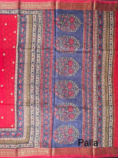 Red Muga Silk Saree