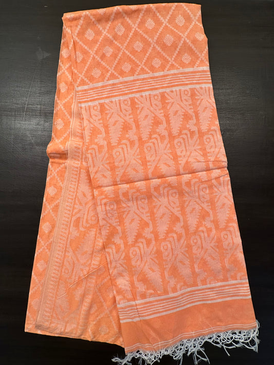 Peach Bengal Pure Cotton Saree