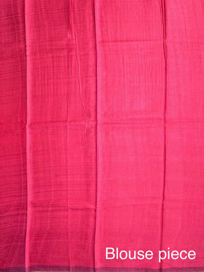 Magenta-Rani Pure Tussar Silk Saree